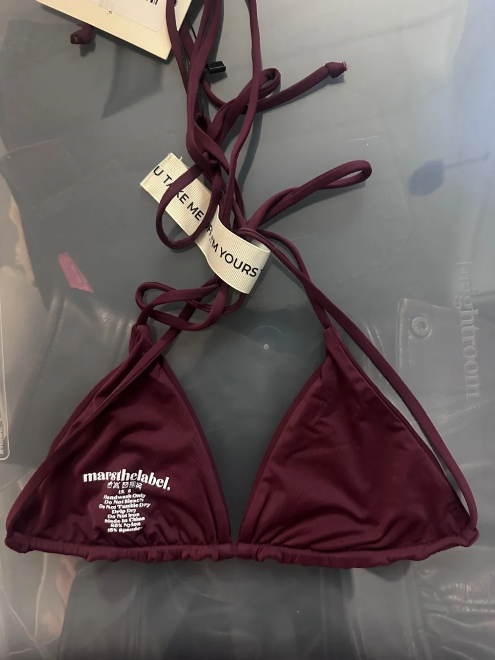 Mars The Label Hotfix Rhinestone Bikini top Wine Burgundy